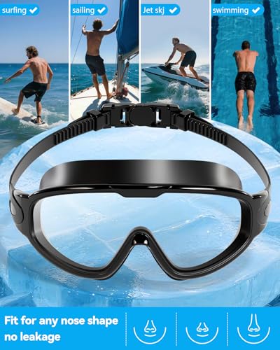 Image of Aegend New Adult Wide View Swim Goggles, Anti-Fog /UV No Leak Swimming Goggles with Ear Plugs for Men & Women