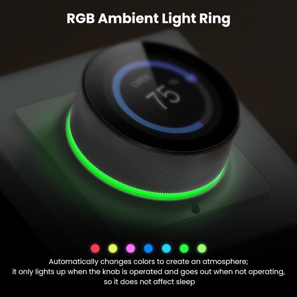 Pomo de cortina WiFi, pantalla LCD de luz RGB, control de voz por