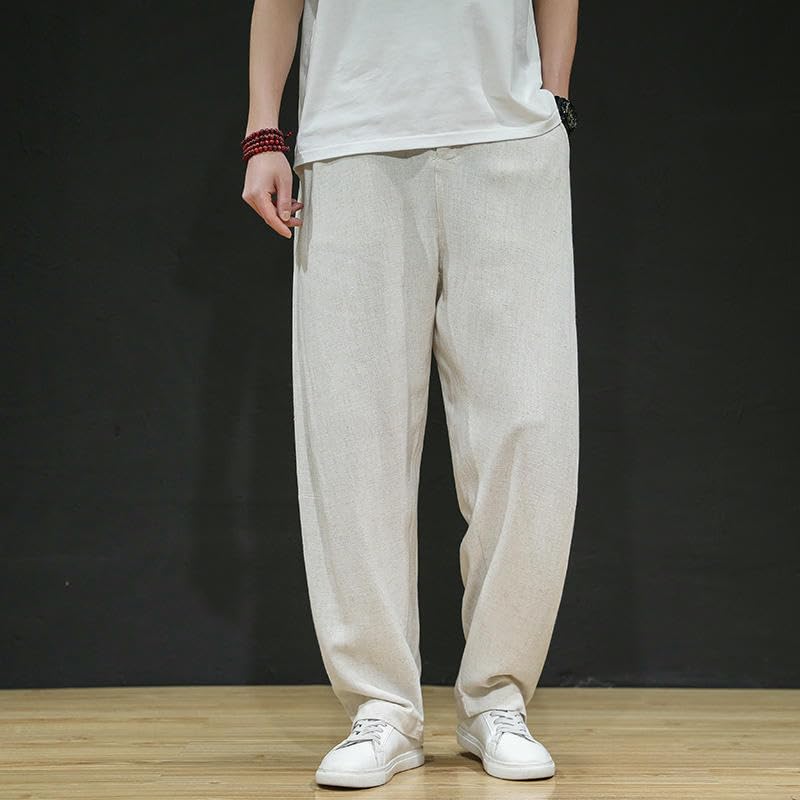 Pantalon homme printemps automne coton lin décontracté respirant