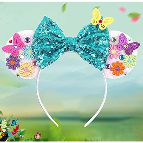 AICHENGZI Hairband - White Mouse Ears Bow Headbands for Girls' Costume Accessories, Princess Party Decoration, Cosplay Dress up for Baby Kids Girls & Women, Hand-made, One size fits most Cover