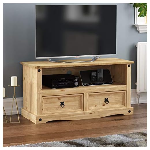 Vida Designs TV Cabinet, Flat Screen Stand Unit, 95 cm x 43 cm x 51 cm, Solid Pine Wood