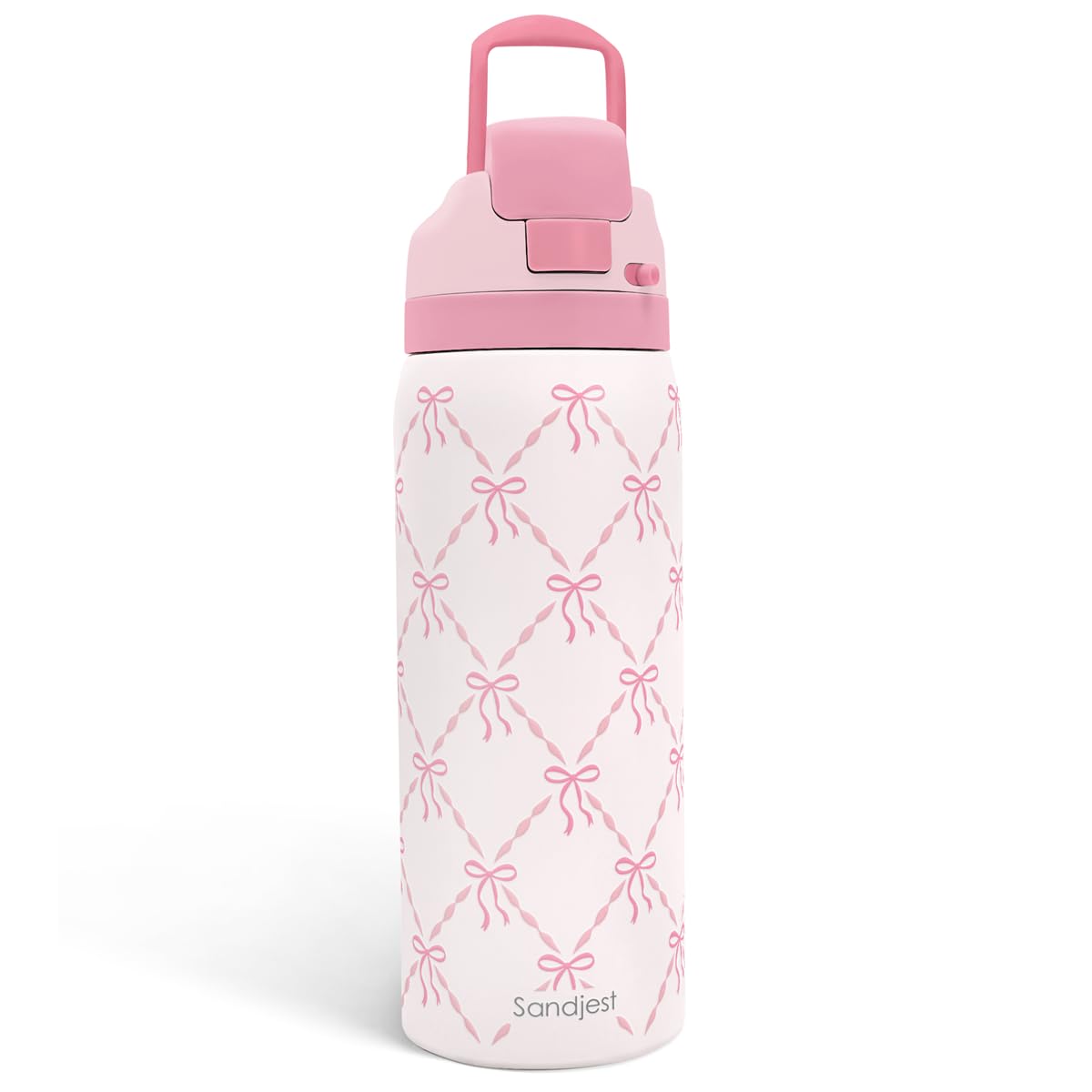 Coquette Bow Insulated Stainless Steel Water Bottle with Straw for Sports and Travel, 32oz Gifts for Women Girls Friends Teens Birthday Christmas — image 1