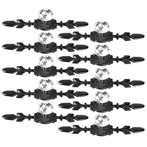 Fvstar 10pcs 6.7\" Crystal Cabinet Knobs with Black Backplate Decorative Diamond Drawer Dresser Pulls Clear Glass Vanity Wardrobe Handles Furniture Door Hardware for Kitchen Bedroom Bathroom