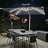 Purple leaf 10 feet double top deluxe solar powered led square patio umbrella offset hanging umbrella outdoor market umbrella garden umbrella grey  urban country home decor
