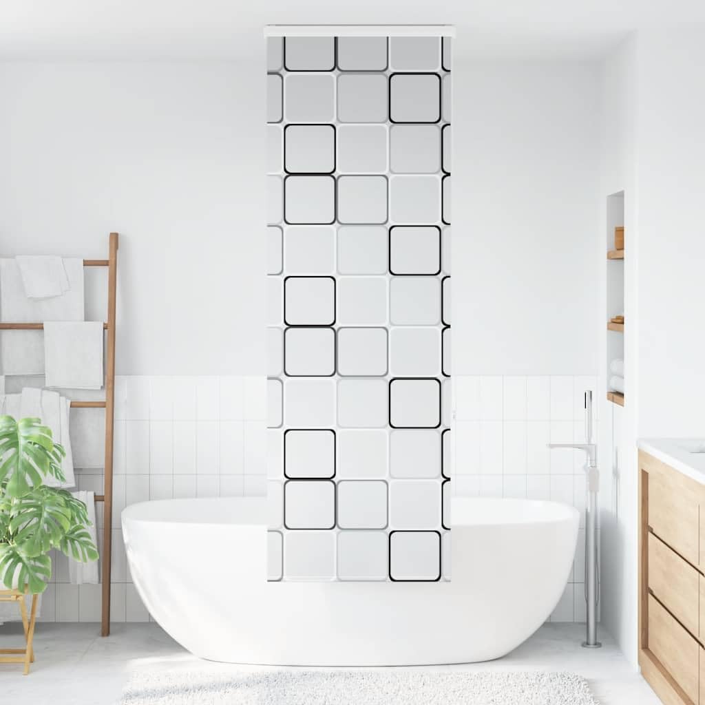 Tenda a rullo per doccia con cassetta, 70 x 240 cm, motivo quadrato, in PEVA, impermeabile, per bagno e doccia, design moderno, salvaspazio, per piccoli bagni e porte del balcone
