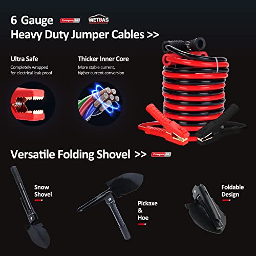 Wetbas WEA-003 Car Roadside Emergency Kit With Jumper Cables, Auto Road Side Safety Kit For Vehicles - With Premium Carry Bag, Repair Tool Set thumb #2