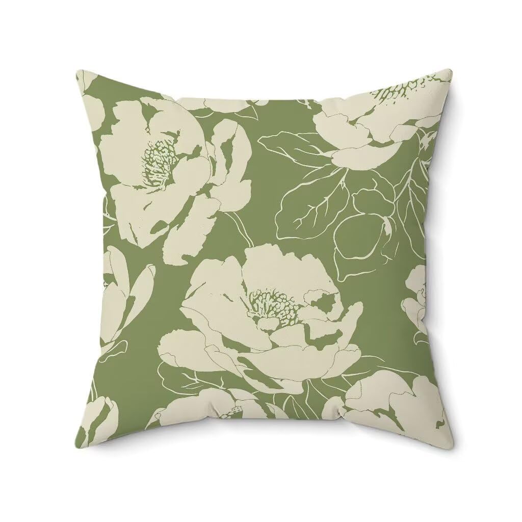 Federe Cuscini Divano 60X60CM Set di 4 Senape Cuscini Divano FlowerMotivo Stampa Fronte-retro Design, Impermeabile Lino Quadrate Federe Copricuscini per Soggiorno Camera Balcone Esterno Decor 8-486