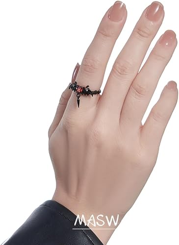 Vista 4 de Anillo gótico para mujer, anillo de personalidad, anillo de moda, anillo punk, anillo ajustable abierto