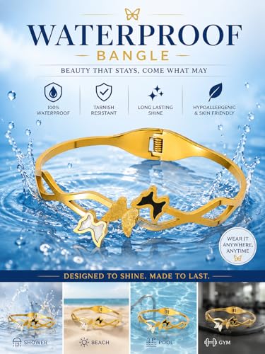 Image of Stylish Gold Plated Bangle for Women | Daily Use Stainless Steel Kada | Anti-Tarnish Waterproof Cuff | Multicolour Crystal Evil Eye | Daily Wear Bracelet For Womens | Premium Gift For Girl