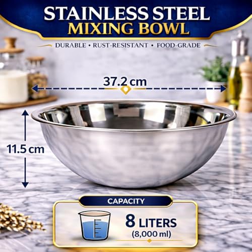Image of KMW Stainless Steel Mixing Bowl Professional 10 Qt (8.0 litres) | with Enhanced Durability | for Buffets, Catering & Events