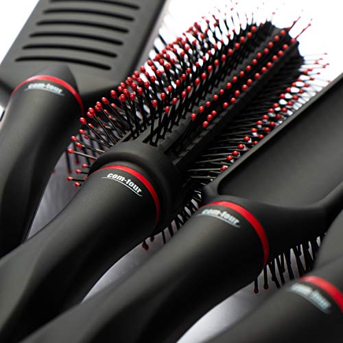 Foto von com-four® 4-teiliges Stylingset mit verschiedenen Haarbürsten mit Softgriff - Allzweckbürste, Rundbürste, Skelettbürste, Sassoon Bürste (04-teiliges Set)