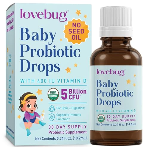 LOVEBUG Baby Probiotic Drops - Organic Probiotics for Immune Support and Baby Constipation & Colic...