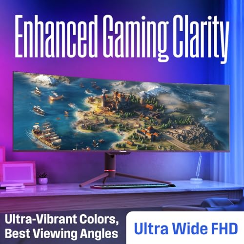 Image of Westinghouse 49 Inch Curved Ultrawide Gaming Monitor, 120Hz, AMD FreeSync, Low Motion Blur, for PC Games with Built in Speakers, DisplayPort,HDMI