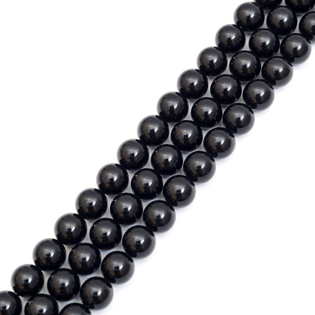 60pcs Adabele AAA Grade 6mm Natural Shell Pearl Loose Round Beads Freshwater Mother of Pearl Nacre 15 inch (Jet Black) for DIY Craft Jewelry Making