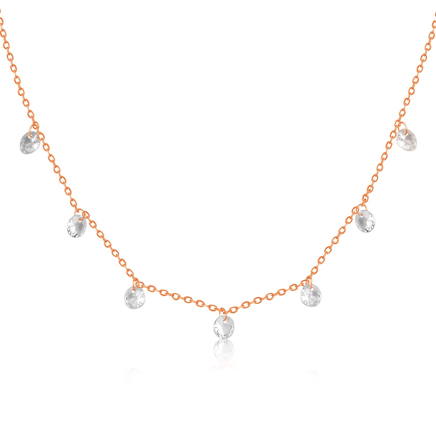 Peora Rose Gold Plated Crystal Studded Stylish Chain Pendant Necklace Fancy Fashion Jewellery for Women (B0D8J334DR) Amazon Price History, Amazon Price Tracker