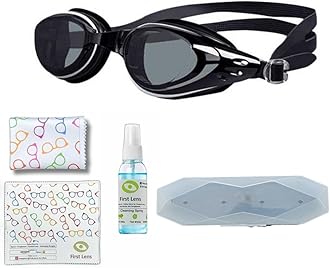 First Lens Customised Powered Swimming Goggles With UV Protection & AntiFog Coating(L-4.00R-2.50)