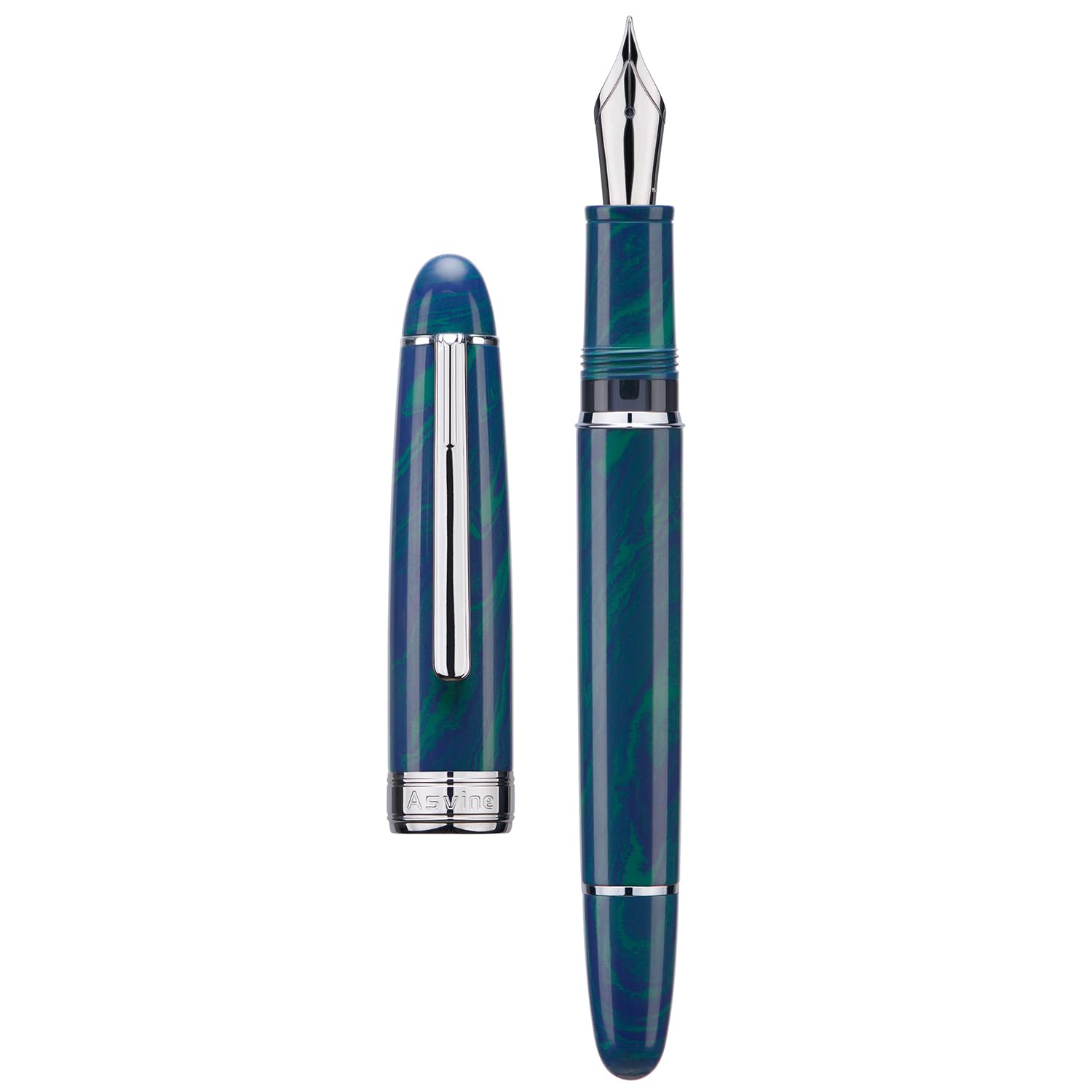 Asvine J16 Fountain Pen In Brushed Titanium, Jowo Flexible Piston Filling, Fine Nib, Ink Window Design With Wrench And Pen Box - View #12