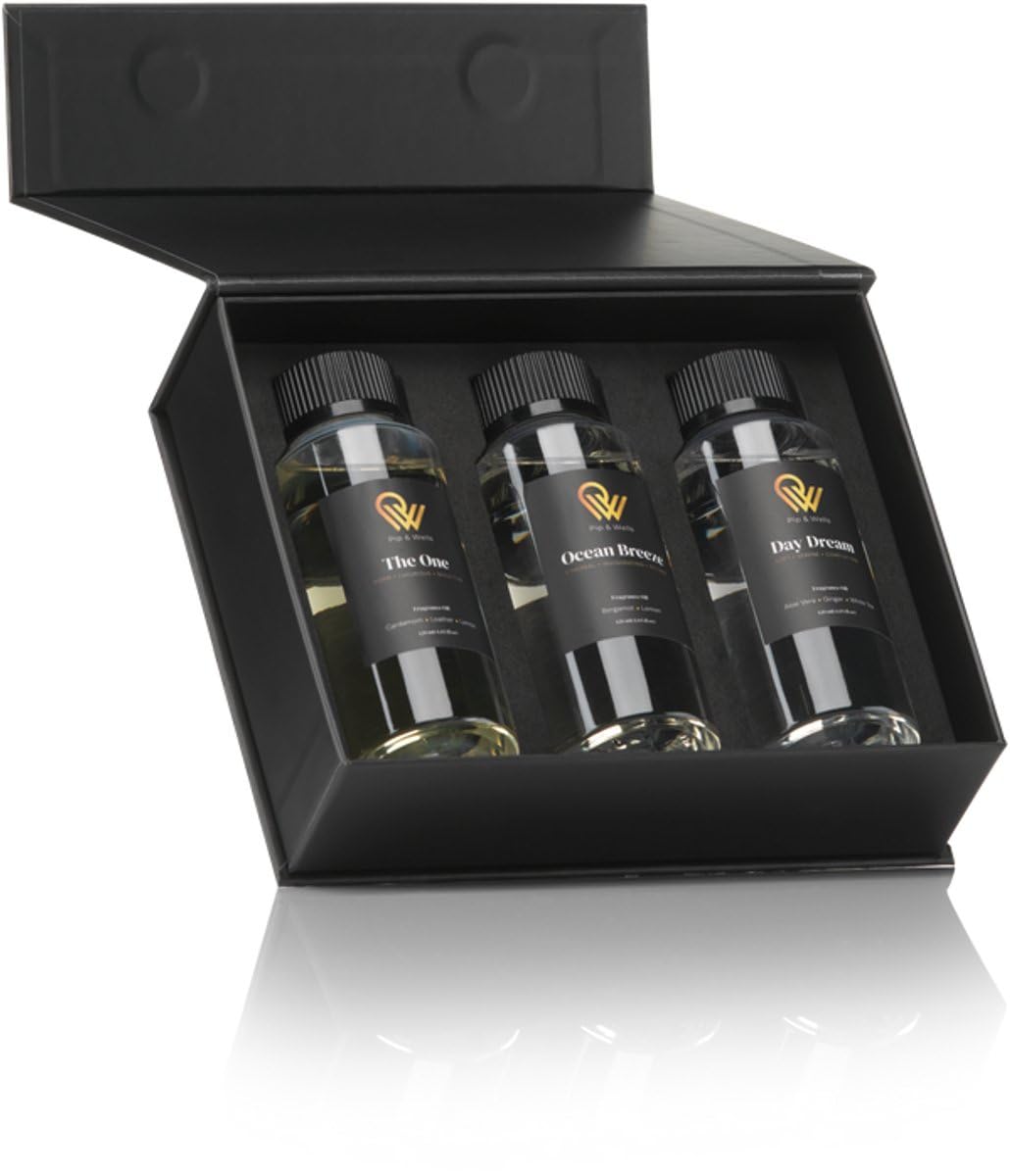 Pip & Wells® Diffuser Ätherische Öle – 120ml | 100% Natürliche Duftöle Diffuser mit Mehrere Inhaltsstoffen | Luxus Ätherische Öle für Diffuser | Langanhaltender Aroma Öl für Wasserlose Diffusor