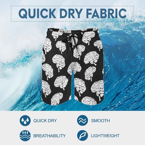 Brains Pattern Men's Swim Trunks Quick Dry Swimwear Beach Shorts with Pocket Bathing Suits 7