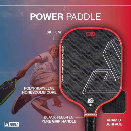 Image of JOOLA Double Vision 16mm Pickleball Paddle - Signature and Standard Shape - Aramid Surface for Softer Responsive Touch - SK Film for Reduce Vibration - USAP Approved - NFC Chip Enabled