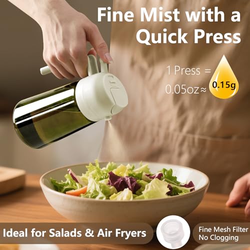 SWEET VIEW Olivenölspender und Ölsprüher – 470 ml Glas, lichtdichter Ölausgießer für Küche, Luftfritteuse, Kochen, Salat und BBQ 3