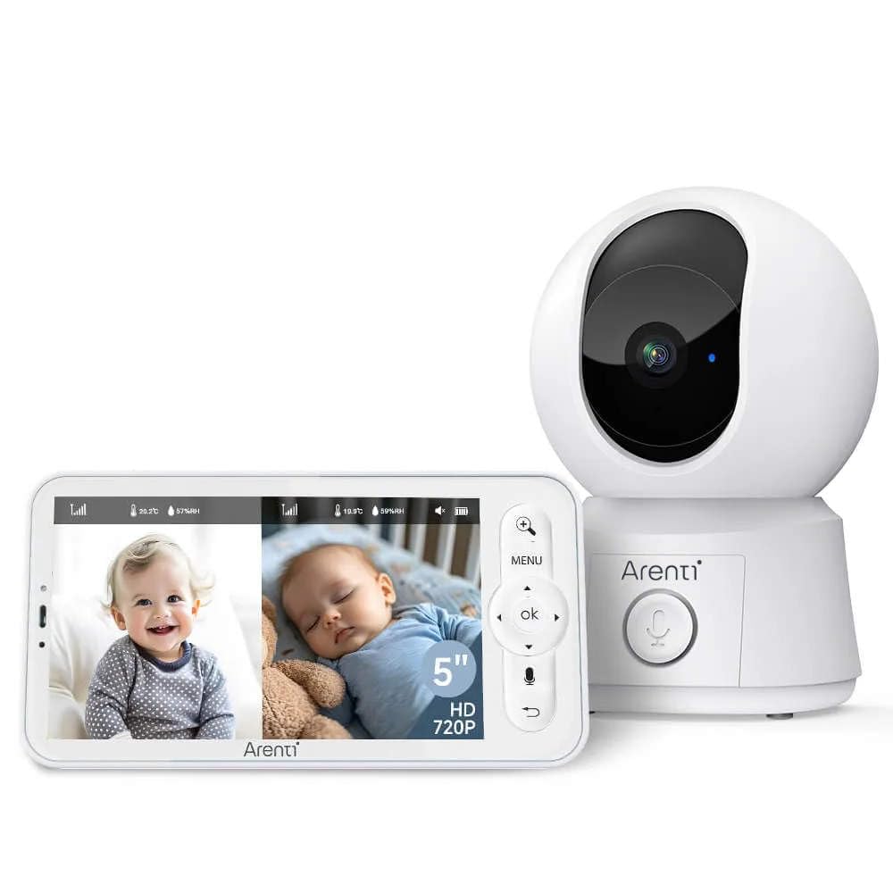 ARENTI AINanny B2 Kit Vigilabebés Full HD con Pantalla LCD de 5 Pulgadas, cámara, Giro e inclinación con Seguimiento automático