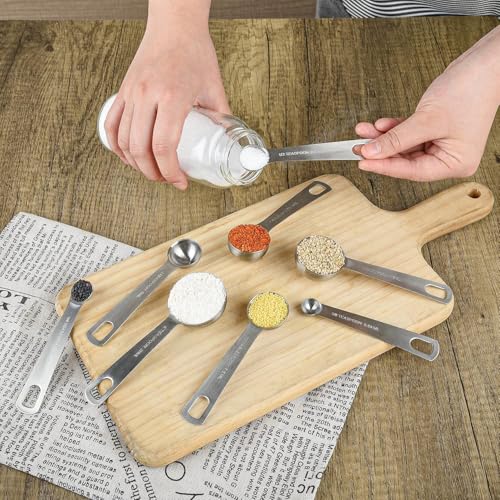 Image of 18 /8 Stainless Steel Measuring Spoons Set, 9 Piece Kitchen Measuring Set (1 /16 TSP to 1 tbsp), Engraved Measurements, Dishwasher Safe for Dry & Liquid Ingredients