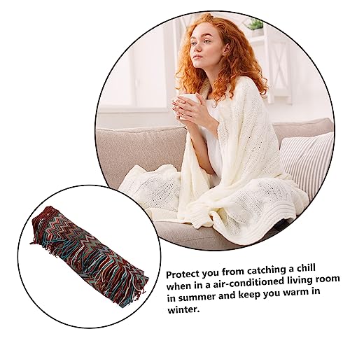 Plaid tricoté boho élégant en maille douce supérieure pour un canapé chic