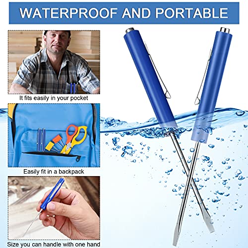 Image of Honoson 10 Pieces Pocket Screwdriver Mini Tops and Pocket Clips Magnetic Slotted Small Screw Driver with a Single Blade Head for Mechanical, Electrician(Blue)