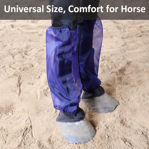 Image of Horse Leggings Fine Mesh Horse Fly Boots Breathable Horse Boots Leg Wraps (Set of 4) Universal Size Provide Protection for Your Horse Against Horsefly