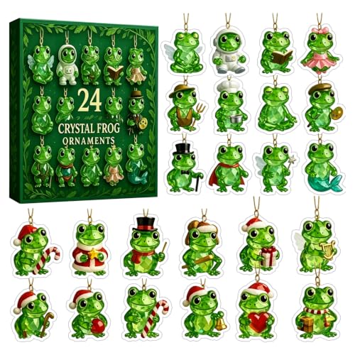 Frog Advent Calendar 2026,24 Froggy Surprises for the Frog Lover,Crystal FrogOrnaments Christmas Countdown Calendar, FrogLover Gift for Christmas Tree Home Decor - image 1
