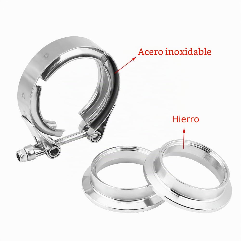 DEWIN Kit de Brida de Abrazadera de Banda en V, kit de Brida de Abrazadera de Banda en V de Acero Inoxidable de 2,5 Pulgadas para Tubos de Bajada de Escape Turbo (2.5inch)