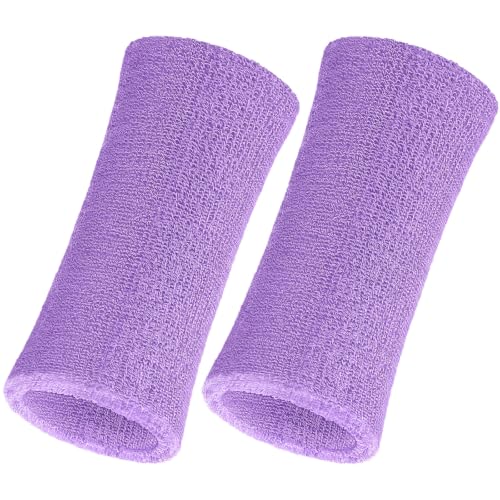 Image of WILLBOND 2 Pcs 6 Inch Wrist Sweatbands for Men and Women, Moisture Athletic Cotton Sweatband for Tennis, Basketball, Running