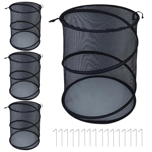 4 x Jaulas de jardín de 49,7 x 33 cm de tamaño grande, seguro para animales, red plegable, resistente protección de verduras con 16 piquetas, protección de frutas a prueba de ardillas para arriates