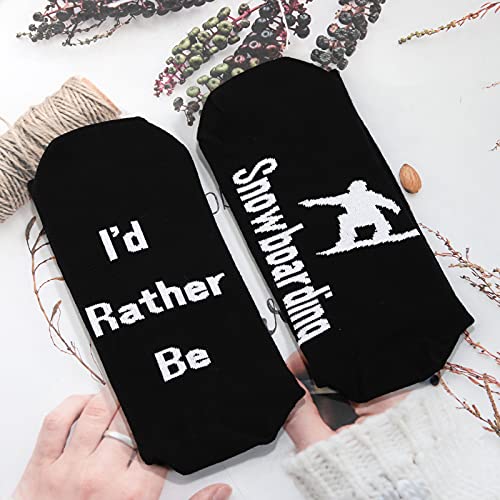 G2Tup 2 Pairs Skiing Socks Skier Gift Snowboarder Casual Socks For Snowboarding Lovers I’d Rather Be Snowboarding (Skiing Socks) #TOP2