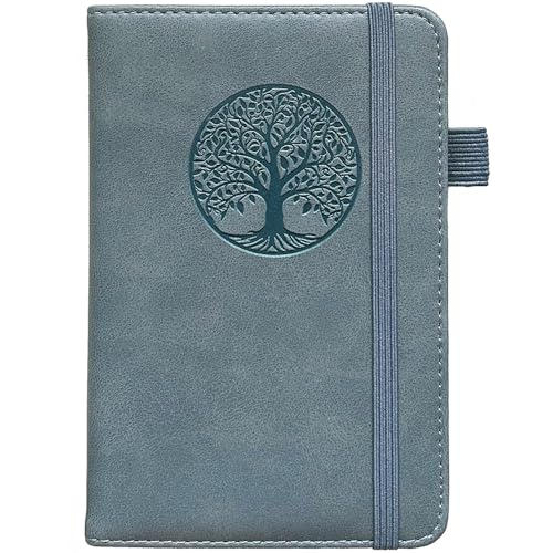 Image of Small Pocket Notebook, Leather Journal Mini (Blue)