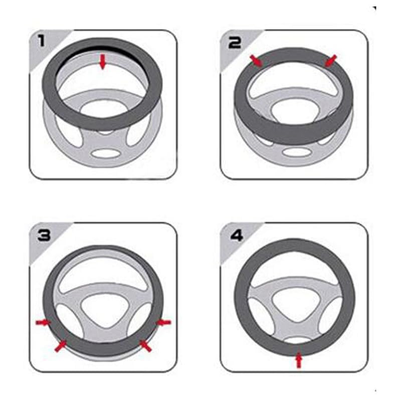 Image of Leather Steering Wheel Cover Fit 14.5-15 Inch Anti-Slip, Breathable, Heat Resistant - Car Accessories for Cars, SUVs & Sedans -114 Black Biege for HM Ambassador MPFi