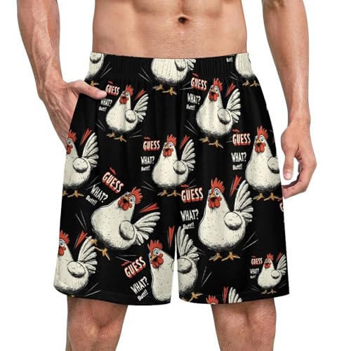 Funny Chicken Butt Men's Pajama Bottoms Lounge Pj Shorts Stretch Sleep Shorts for Home Vacation Beach