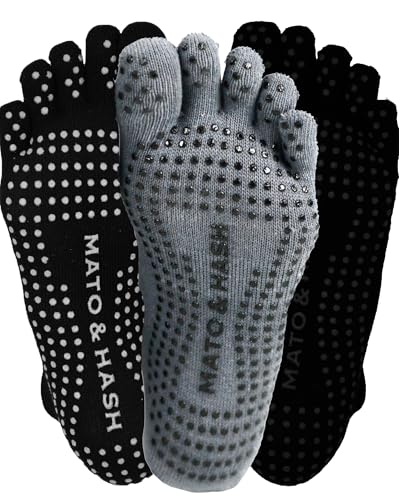 Image of Mato & Hash 5-Toe Exercise Barefoot Feel Yoga Socks With Full Grip