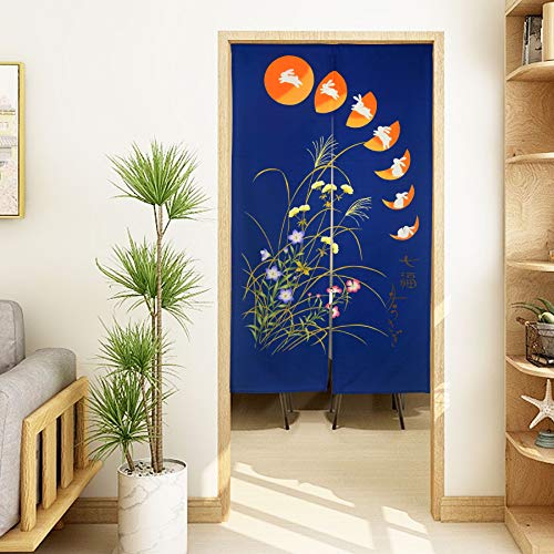 Tapisserie de porte style japonais Noren bleu LIGICKY 90x150cm