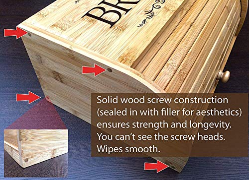 Cookbook People Original Rolltop Bread Box Bamboo Storage Bin #TOP6