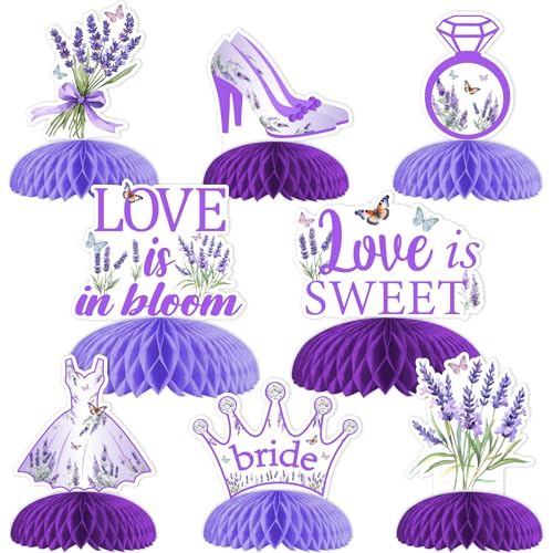 Centre de table nid d'abeille lavande 3D stable pour buffet de fête violet