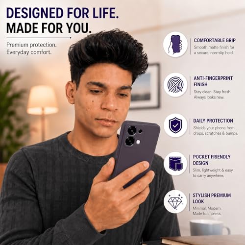 Image of FIRST MART Matte Silicone Back Cover for Oppo F33 Pro - Purple