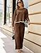 Tanming Women's 2 Piece Outfits Long Sleeve Knit Sweater Top Wide Leg Pants Lounge Sets Tracksuits (Brown-XL)