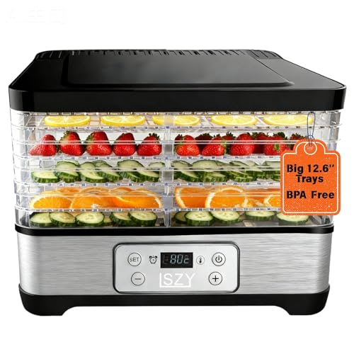 Food Dehydrator Machine-Dehydrators for Jerky Beef Fruit, 300W 158 ℉ Temperature Control & 24H Timer Food Dryer with 5 BPA-Free Trays Fruit Dryer for Herb, Fruit, Dog Treats (Black)