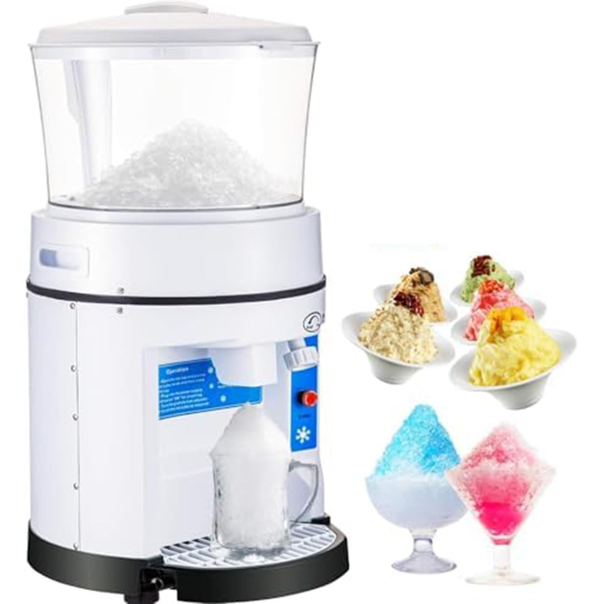 Elektrische Rasureismaschine 350W, 499kg/h Kapazität Ice Crusher mit 11L Trichter, Tisch-Schneekegel Maker für Zuhause, Bar, Café, Restaurant
