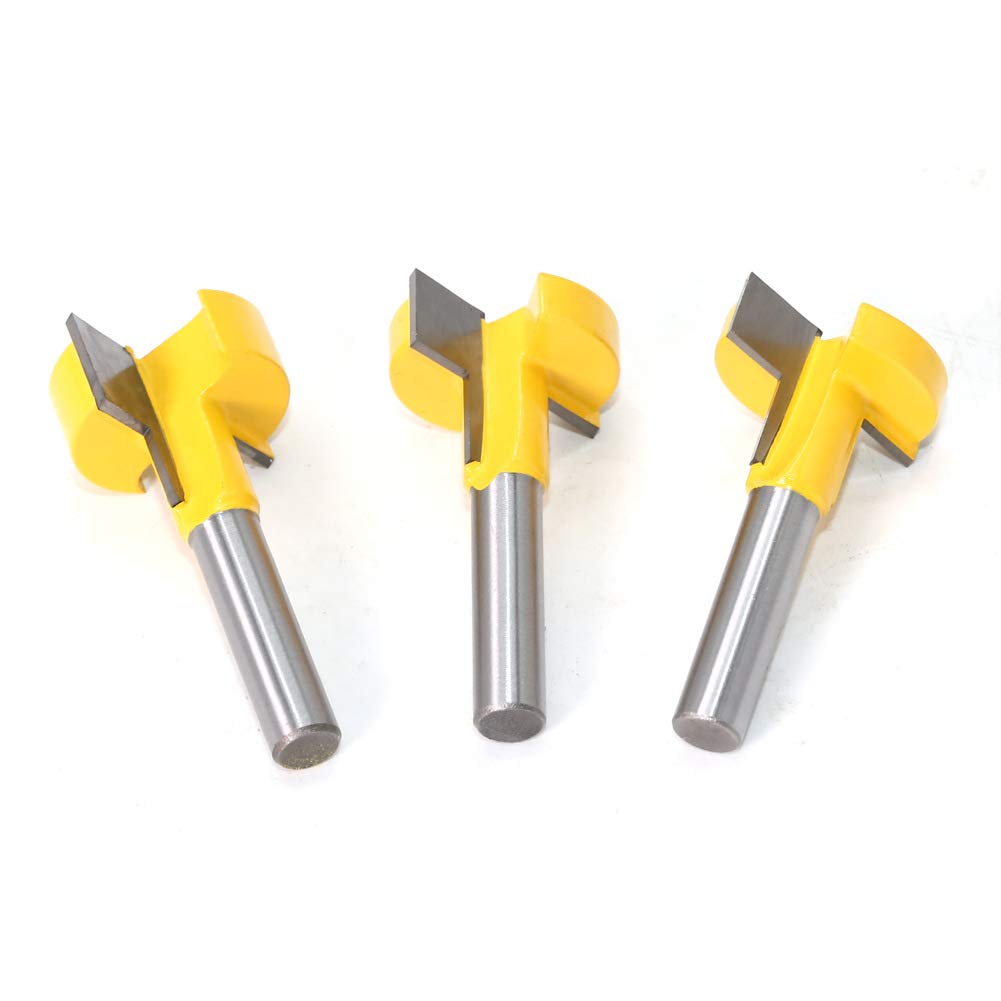 Lot de 3 fraises à rainurer en T, tige de 8 mm en carbure de tungstène pour rainurer le bois