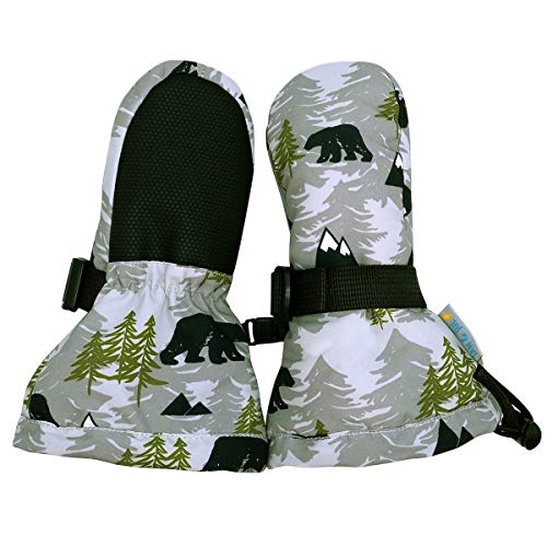 JAN & JUL Baby Boys Snow Mittens Waterproof Fleece-Lined (Bear, XS: 0-2Y)