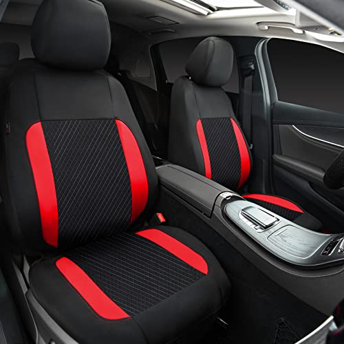Image of CAR-GRAND 3D Embossed &Waterproof EVA Neoprene Car Seat Covers Two Front Only,Universal fit for 90% Automotive SUV Sedan Truck (Black and Red)