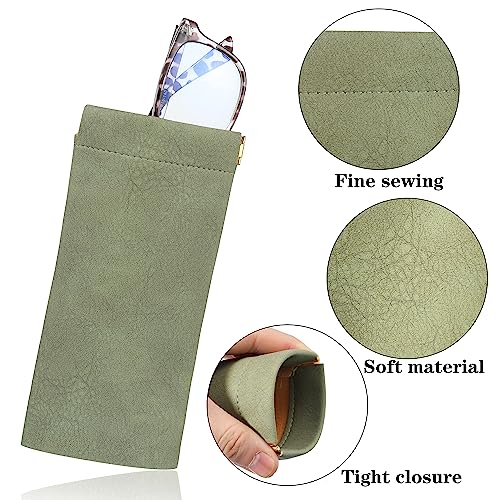 Image of 4Pcs Squeeze Top Glasses Case, Glasses Cases Soft, Portable Sunglass Case Soft Leather Eyeglass Case for Women Men Kid